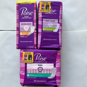 Bundle of 3 NEW UNOPENED Poise Liners and Pads